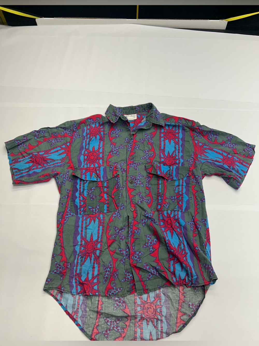 Vintage 90s Unionbay Abstract Aztec Sun Button Down Shirt S Mens